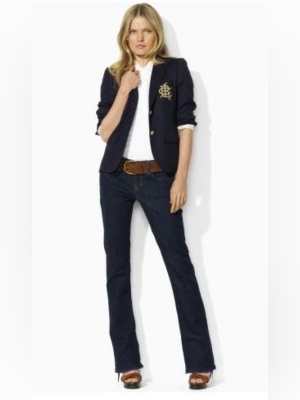 Lauren Ralph Lauren dk wsh bootcut hi rise blu jeans WM 14 classic old money